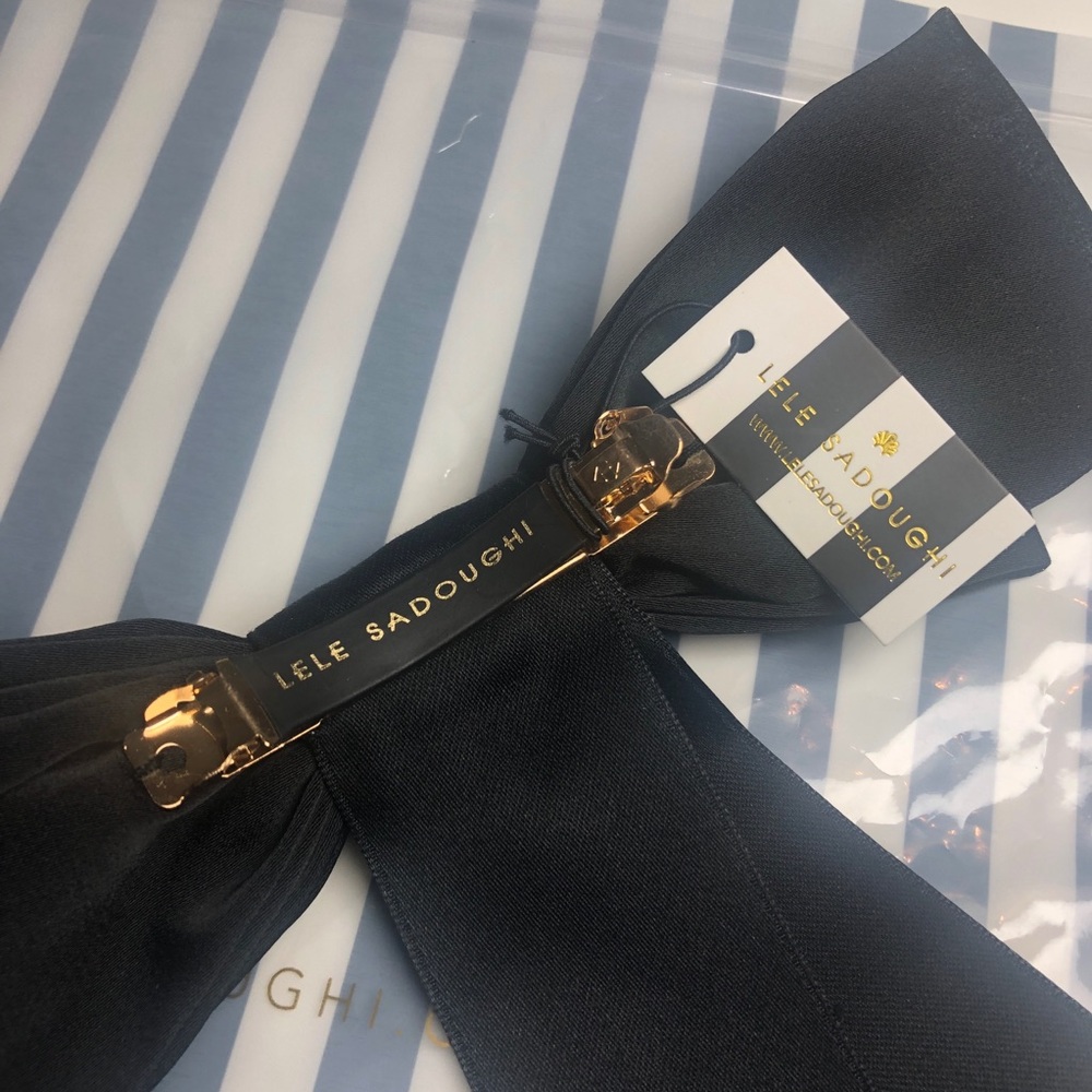 Lele Sadoughi Jane Hair Bow Barrette Clip Black New Preppy Trad Modest - Picture 3 of 8